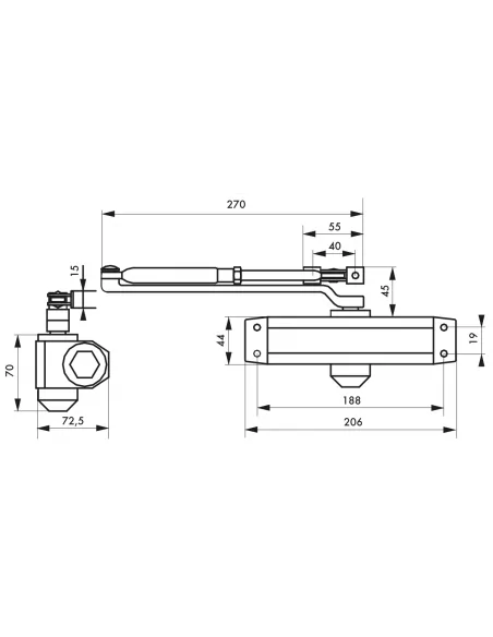 Ferme-porte hydraulique argent - force 4