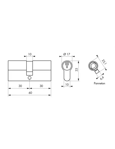 Jeu de 2 cylindres de serrure - 30 x 30 mm