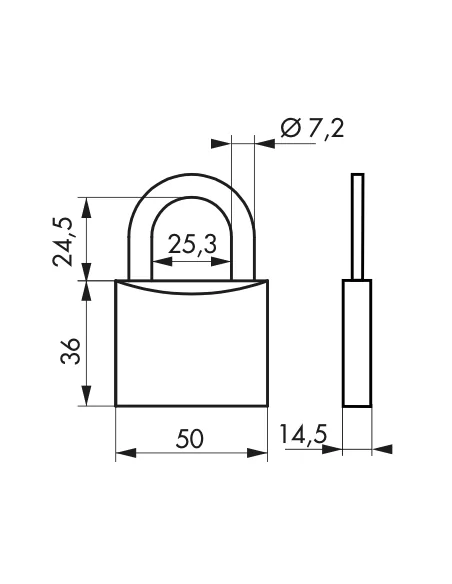 CADENAS TYPE 1+ 50 mm 2 clés