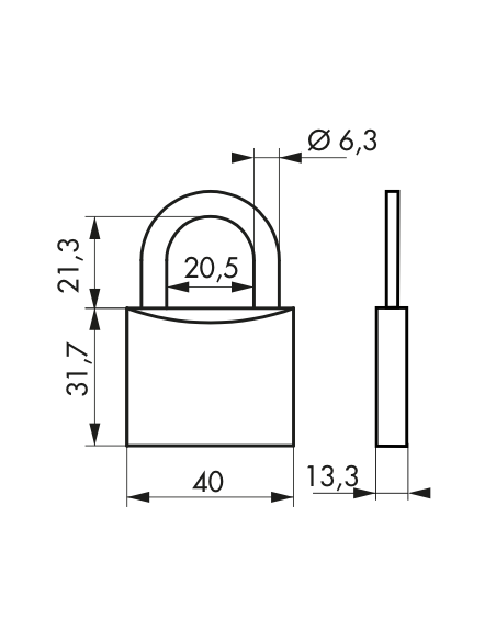 SERRUPRO - CADENAS TYPE 1+ 40 mm 2 clés