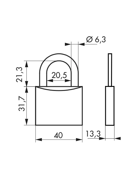 CADENAS TYPE 1+ 40 mm 2 clés