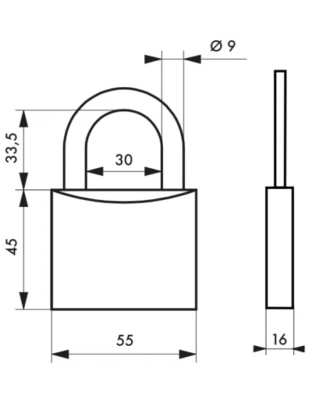 Cadenas à clé résistant - 55 mm
