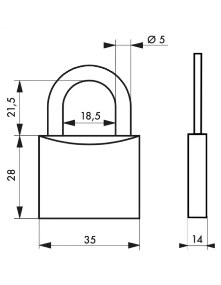 Cadenas à clé résistant - 35 mm