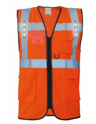 Gilet Haute Visibilité à LED Orange - T2S Gilet Haute Visibilité à LED Orange - T2S