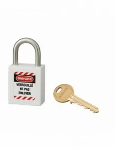 Cadenas de consignation LOTO Lockout Tagout 25 mm anse inox Ø 6 blanc