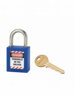 Cadenas de consignation LOTO Lockout Tagout 25 mm anse inox Ø 6 bleu