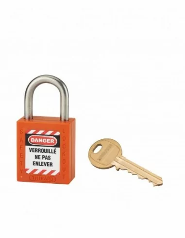 Cadenas de consignation LOTO Lockout Tagout 25 mm anse inox Ø 6 orange