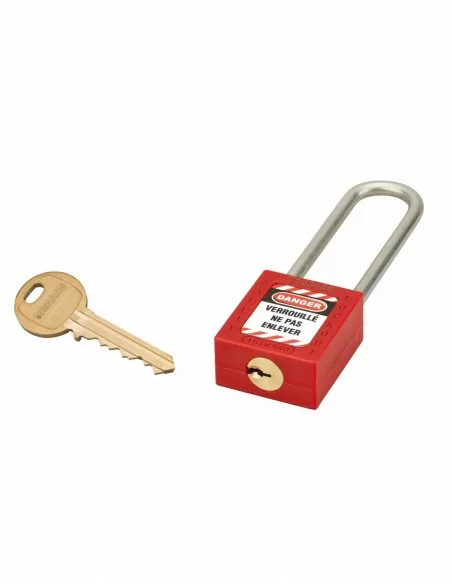 Cadenas de consignation LOTO Lockout Tagout 25 mm anse inox Ø 6 rouge