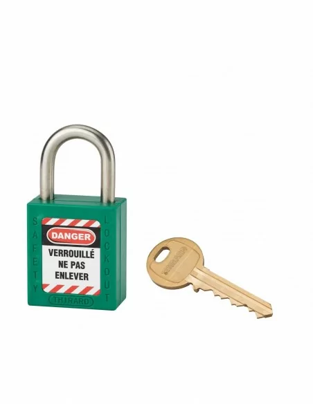 Cadenas de consignation LOTO Lockout Tagout 25 mm anse inox Ø 6 vert - THIRARD