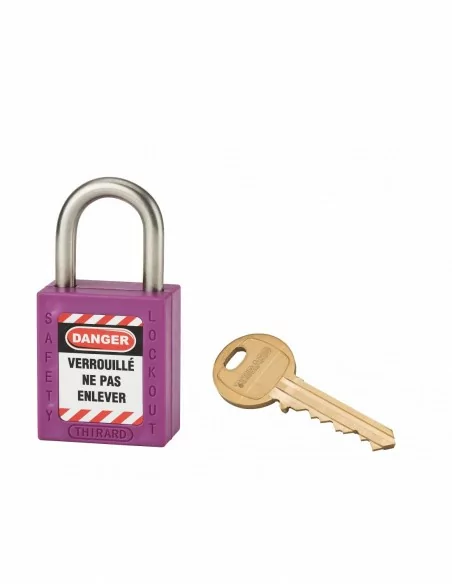 Cadenas de consignation LOTO Lockout Tagout 25 mm anse inox Ø 6 violet