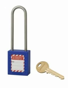 Cadenas de consignation LOTO Lockout Tagout 38 mm anse haute inox Ø 4,76 bleu - THIRARD 2