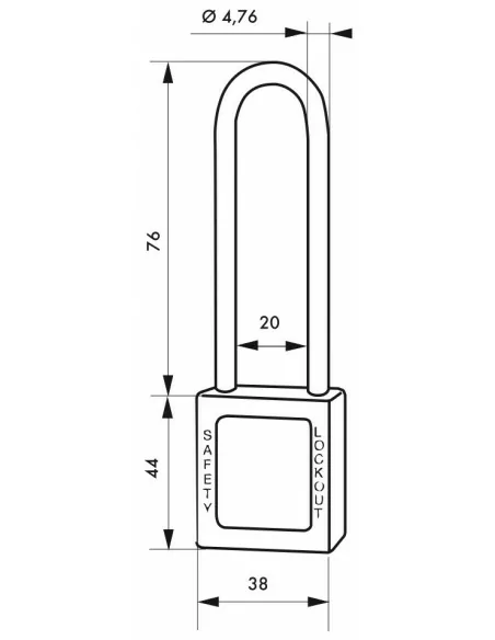 Cadenas de consignation LOTO Lockout Tagout 38 mm anse haute inox Ø 4,76 bleu