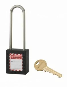 Cadenas de consignation LOTO Lockout Tagout 38 mm anse haute inox Ø 4,76 noir - THIRARD 2