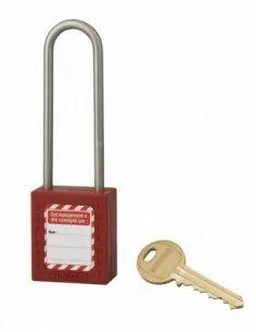 Cadenas de consignation LOTO Lockout Tagout 38 mm anse haute inox Ø 4,76 rouge - THIRARD 2