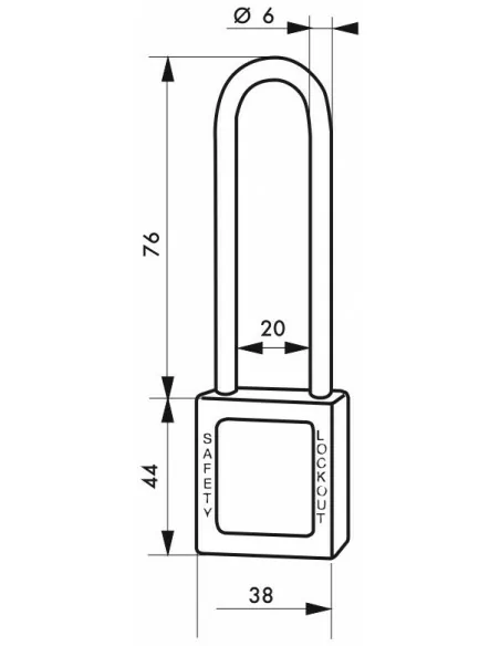 Cadenas de consignation LOTO Lockout Tagout 38 mm anse haute inox Ø 6 bleu