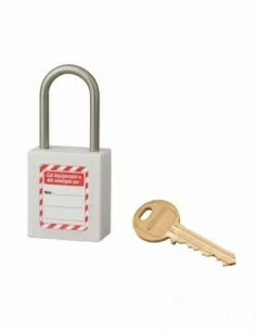 Cadenas de consignation LOTO Lockout Tagout 38 mm anse inox Ø 4,76 blanc - THIRARD 2