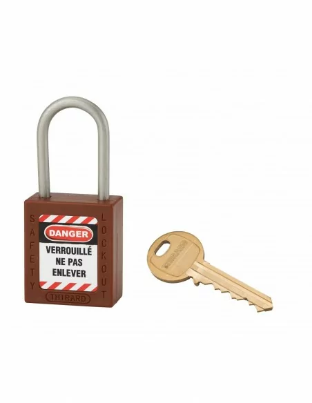 Cadenas de consignation LOTO Lockout Tagout 38 mm anse inox Ø 4,76 marron