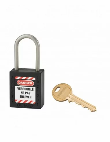 Cadenas de consignation LOTO Lockout Tagout 38 mm anse inox Ø 4,76 noir