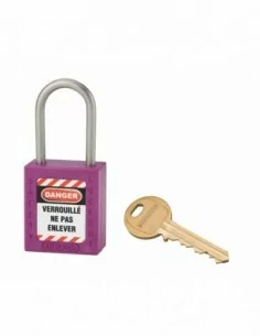 Cadenas de consignation LOTO Lockout Tagout 38 mm anse inox Ø 4,76 violet