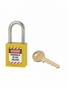 Cadenas de consignation LOTO Lockout Tagout 38 mm anse inox Ø 6 jaune