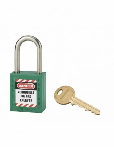 Cadenas de consignation LOTO Lockout Tagout 38 mm anse inox Ø 6 vert