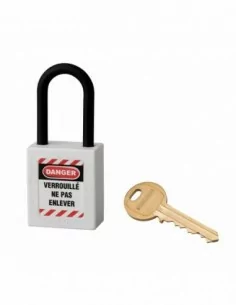 Cadenas de consignation LOTO Lockout Tagout 38 mm anse nylon Ø 6 blanc