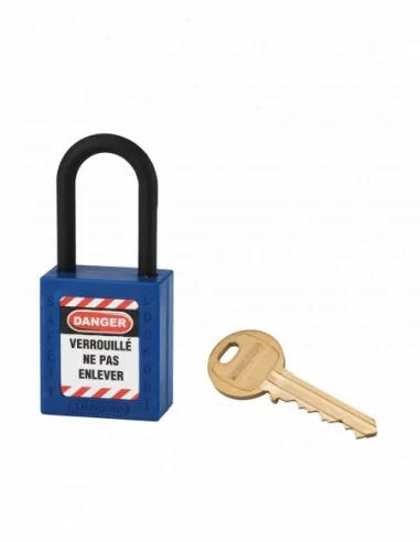 Cadenas de consignation LOTO Lockout Tagout 38 mm anse nylon Ø 6 bleu - THIRARD