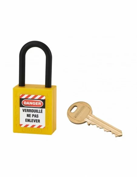 Cadenas de consignation LOTO Lockout Tagout 38 mm anse nylon Ø 6 jaune