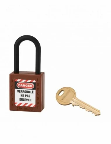 Cadenas de consignation LOTO Lockout Tagout 38 mm anse nylon Ø 6 marron - THIRARD