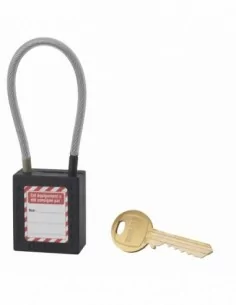 Cadenas de consignation LOTO Lockout Tagout 38 mm câble inox gainé Ø 4,76 x 150 mm - 1 clé noir - THIRARD 2