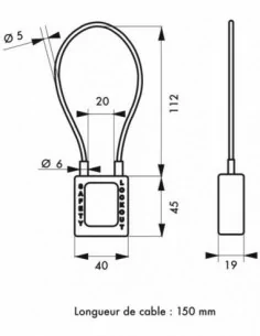 Cadenas de consignation LOTO Lockout Tagout 38 mm câble inox gainé Ø 6 x 150 mm - 1 clé noir - THIRARD 2