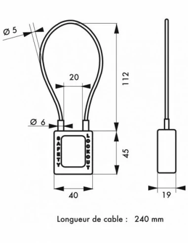 Cadenas de consignation LOTO Lockout Tagout 38 mm câble inox gainé Ø 6 x 240 mm - 1 clé bleu - THIRARD Cadenas de consignation LOTO Lockout Tagout 38 mm câble inox gainé Ø 6 x 240 mm - 1 clé bleu - THIRARD