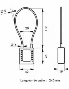 Cadenas de consignation LOTO Lockout Tagout 38 mm câble inox gainé Ø 6 x 240 mm - 1 clé orange - THIRARD 2