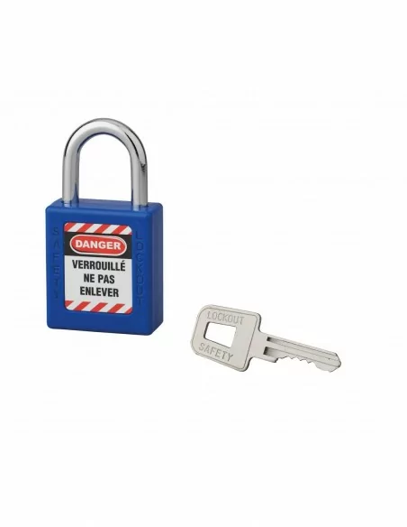 Cadenas de consignation 40mm bleu anse acier 25mm 1 cle variée