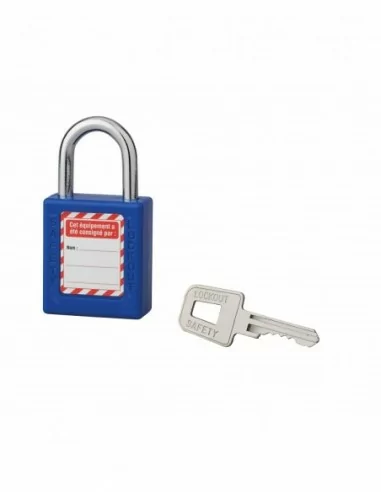 Cadenas de consignation 40mm bleu anse acier 25mm 1 cle variée Cadenas de consignation 40mm bleu anse acier 25mm 1 cle variée
