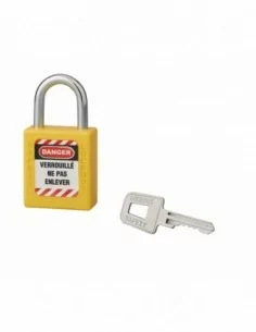 Cadenas de consignation LOTO Lockout Tagout 40 mm anse acier Ø 6 x 25 mm jaune