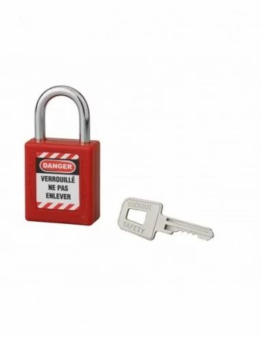 Cadenas de consignation LOTO Lockout Tagout 40 mm anse acier Ø 6 x 25 mm rouge