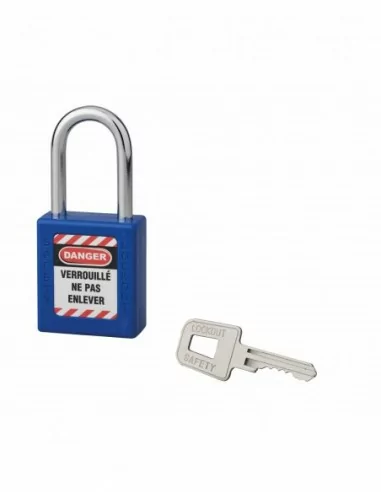 Cadenas de consignation LOTO Lockout Tagout 40 mm anse acier Ø 6 x 38 mm bleu