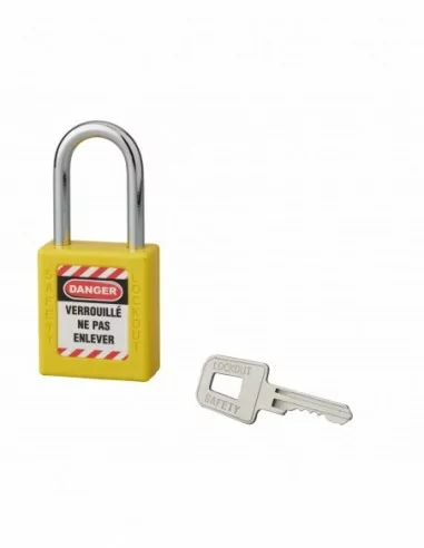 Cadenas de consignation LOTO Lockout Tagout 40 mm anse acier Ø 6 x 38 mm jaune