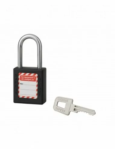 Cadenas de consignation LOTO Lockout Tagout 40 mm anse acier Ø 6 x 38 mm noir Cadenas de consignation LOTO Lockout Tagout 40 mm anse acier Ø 6 x 38 mm noir