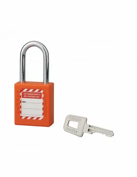 Cadenas de consignation LOTO Lockout Tagout 40 mm anse acier Ø 6 x 38 mm orange