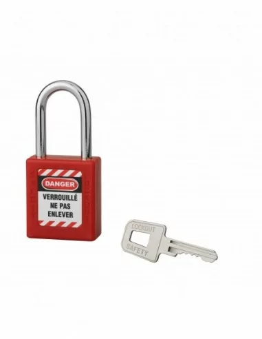 Cadenas de consignation LOTO Lockout Tagout 40 mm anse acier Ø 6 x 38 mm rouge