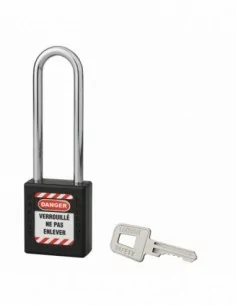 Cadenas de consignation LOTO Lockout Tagout 40 mm anse acier Ø 6 x 76 mm noir