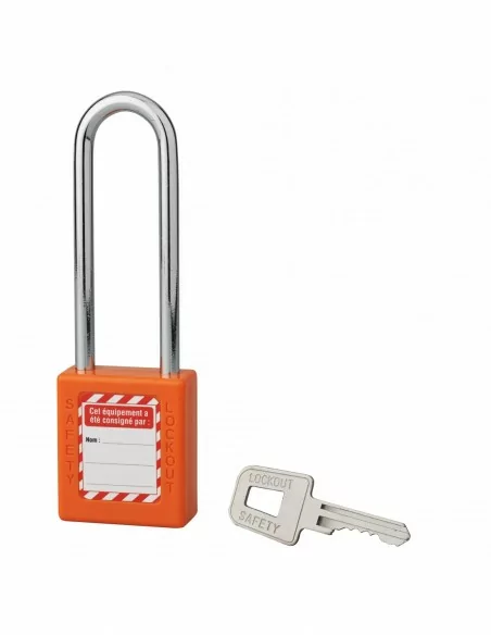 Cadenas de consignation 40mm orange anse acier 76mm 1 cle variée
