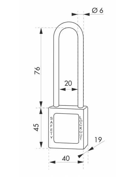 Cadenas de consignation LOTO Lockout Tagout 40 mm anse acier Ø 6 x 76 mm rouge