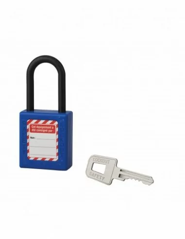 Cadenas de consignation LOTO Lockout Tagout 40 mm anse nylon Ø 6 x 38 mm bleu Cadenas de consignation LOTO Lockout Tagout 40 mm anse nylon Ø 6 x 38 mm bleu