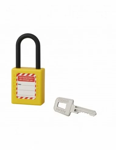 Cadenas de consignation 40mm jaune anse nylon 38mm 1 cle variée Cadenas de consignation 40mm jaune anse nylon 38mm 1 cle variée