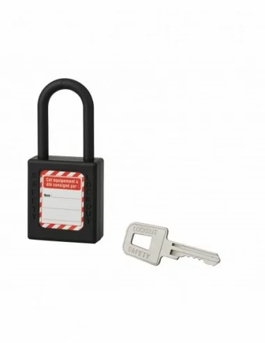 Cadenas de consignation LOTO Lockout Tagout 40 mm anse nylon Ø 6 x 38 mm noir Cadenas de consignation LOTO Lockout Tagout 40 mm anse nylon Ø 6 x 38 mm noir