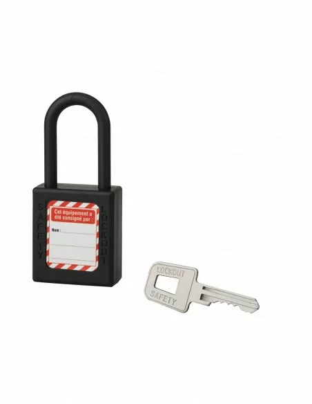 Cadenas de consignation LOTO Lockout Tagout 40 mm anse nylon Ø 6 x 38 mm noir