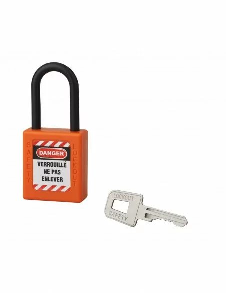 Cadenas de consignation LOTO Lockout Tagout 40 mm anse nylon Ø 6 x 38 mm orange